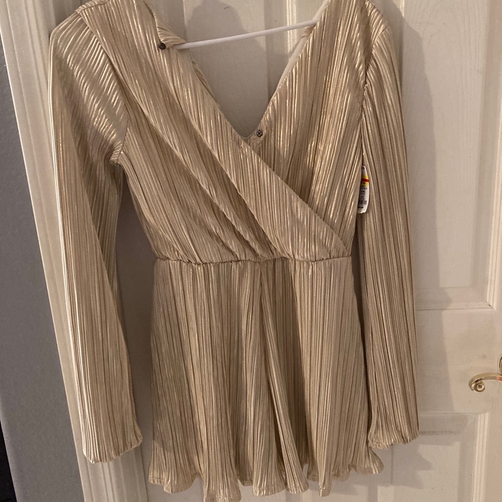 Gold long sleeve romper